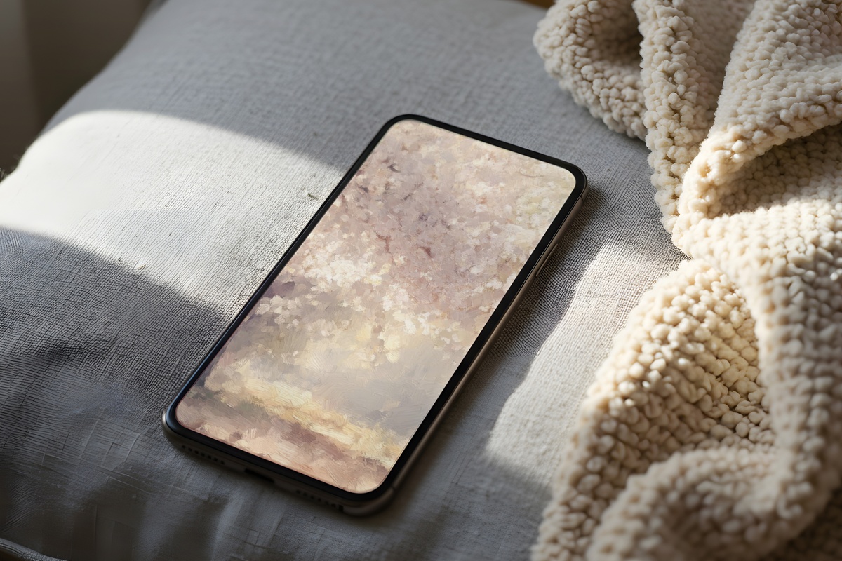 Cherry Blossoms Gentle Glow iPhone Wallpaper — pastel pink blossom tones