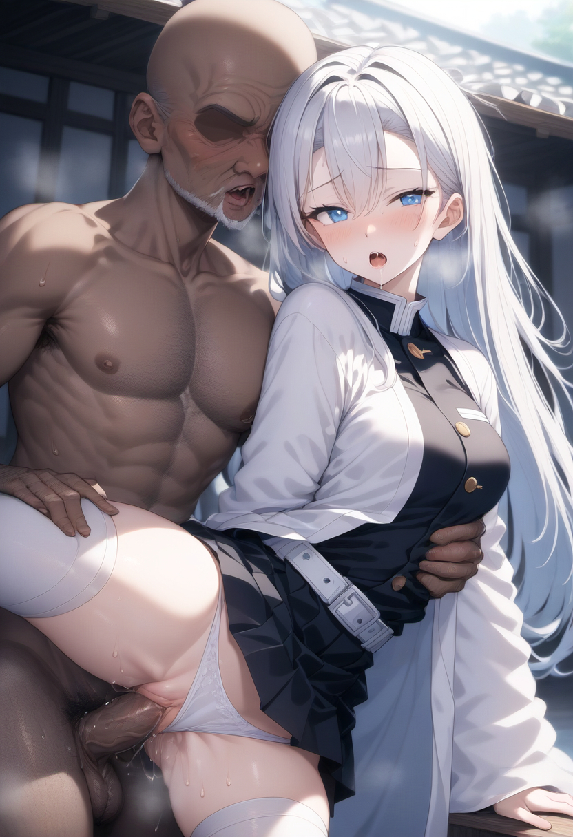 刀銀娘 騙され凌辱 by nnn with ai art, silver hair, sexual assault, defeat, training