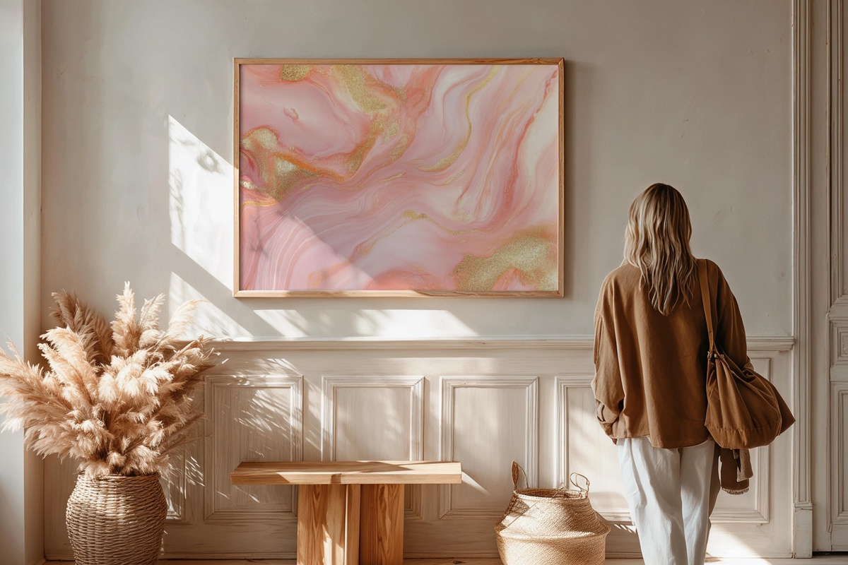 Rosy Gilded Harmony Abstract Printable Wall Art