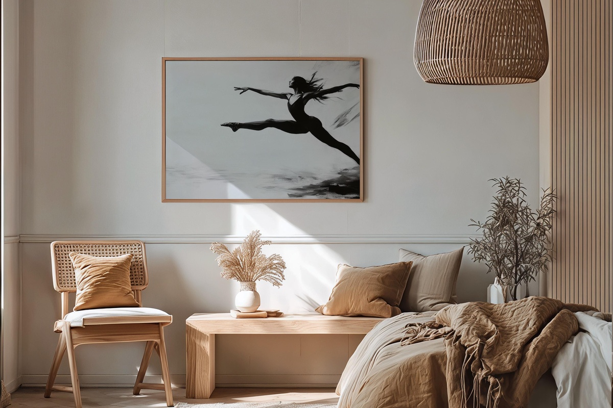 Graceful Ballet Leap Black and White Printable Wall Art