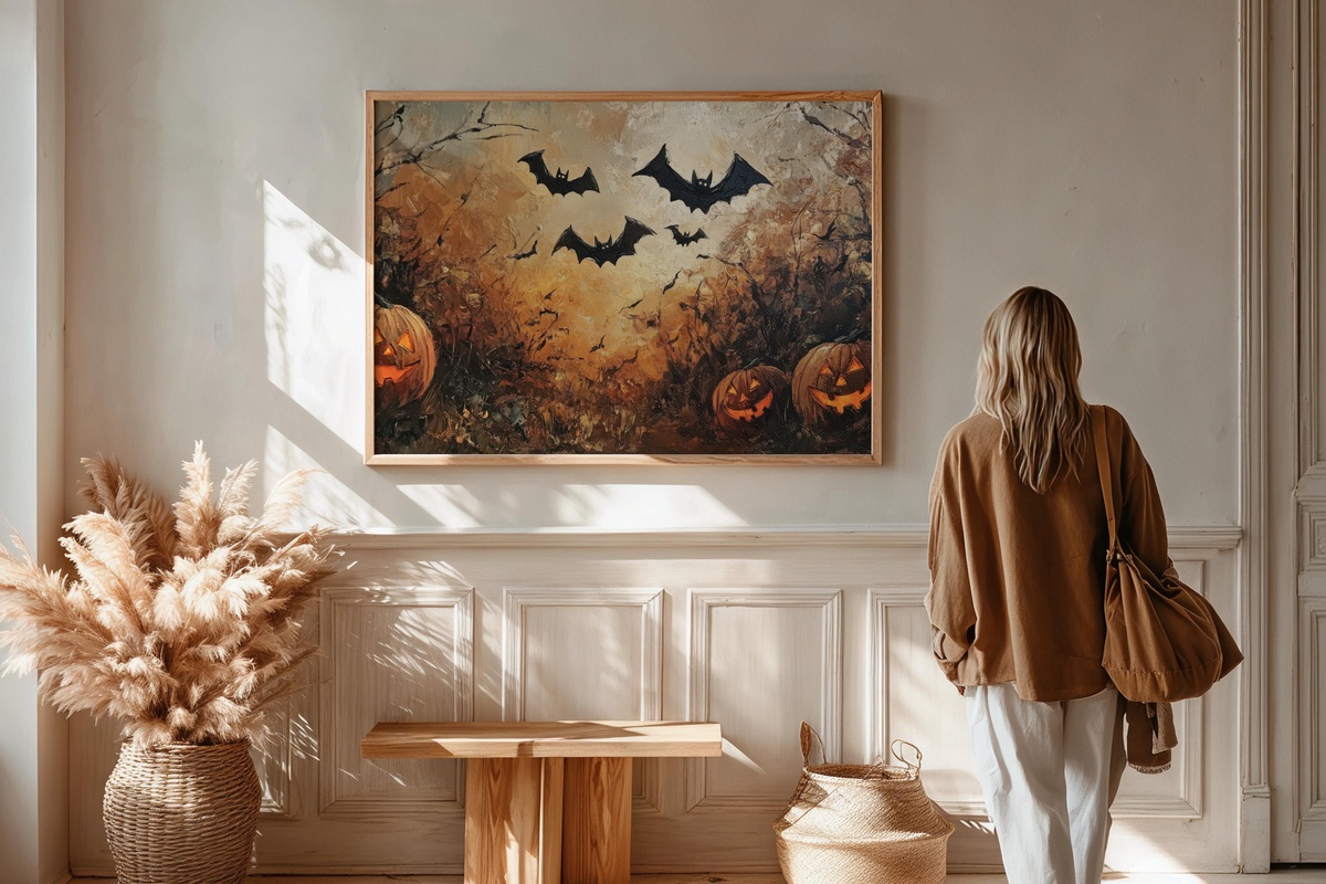 Jack-O-Lanterns and Bat Serenade Printable Wall Art