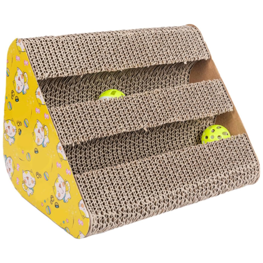 Rascador para gato con sonajas cartón, 24x18x13cm