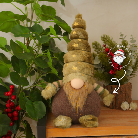 Mini gnomo navideño tela, 31x15x11cm