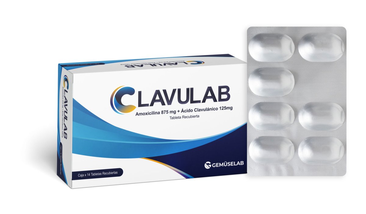 Clavulab 875Mg+125Mg Caja X 14 Tab Rec