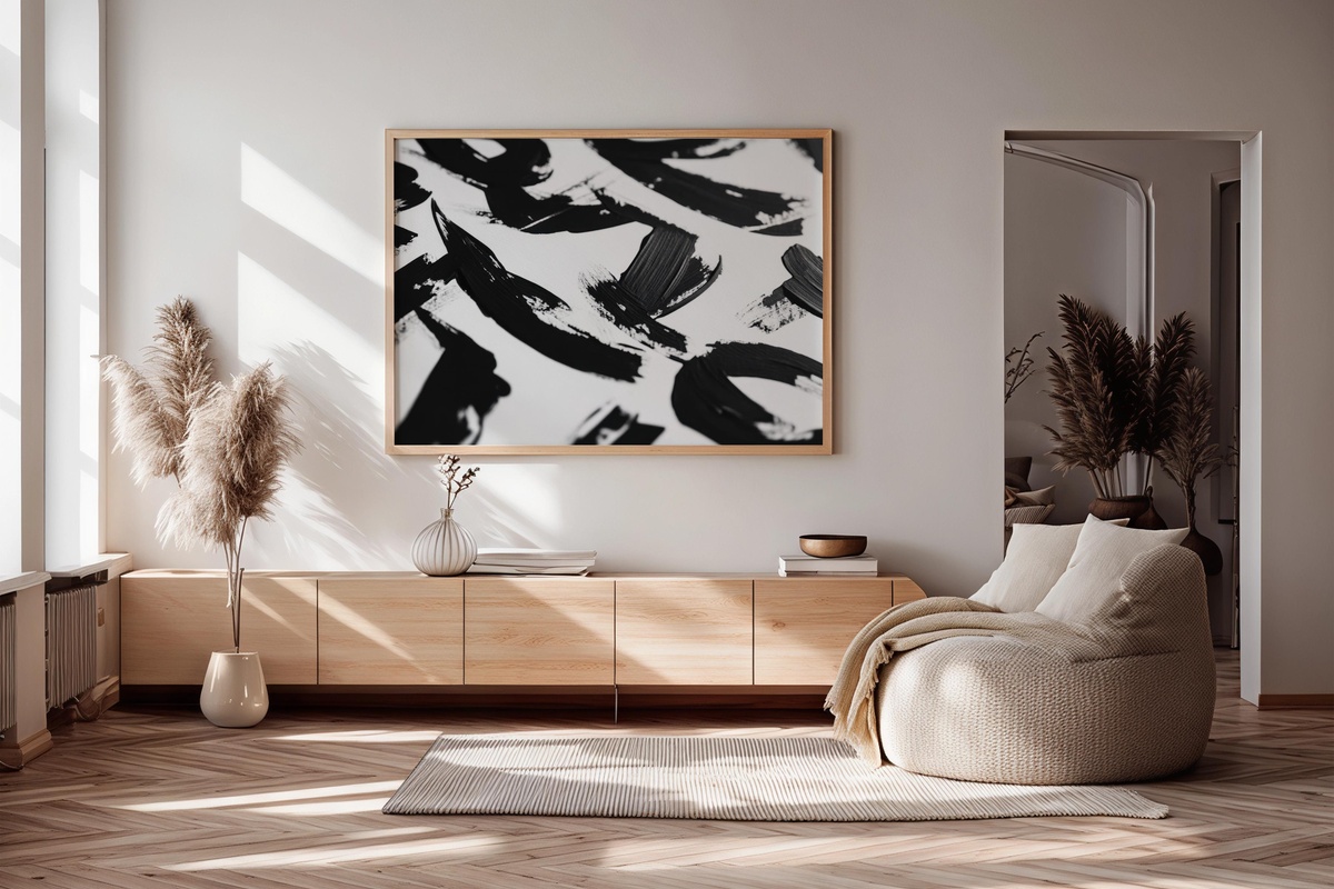 Black Ink Letter Elegance Black and White Printable Wall Art