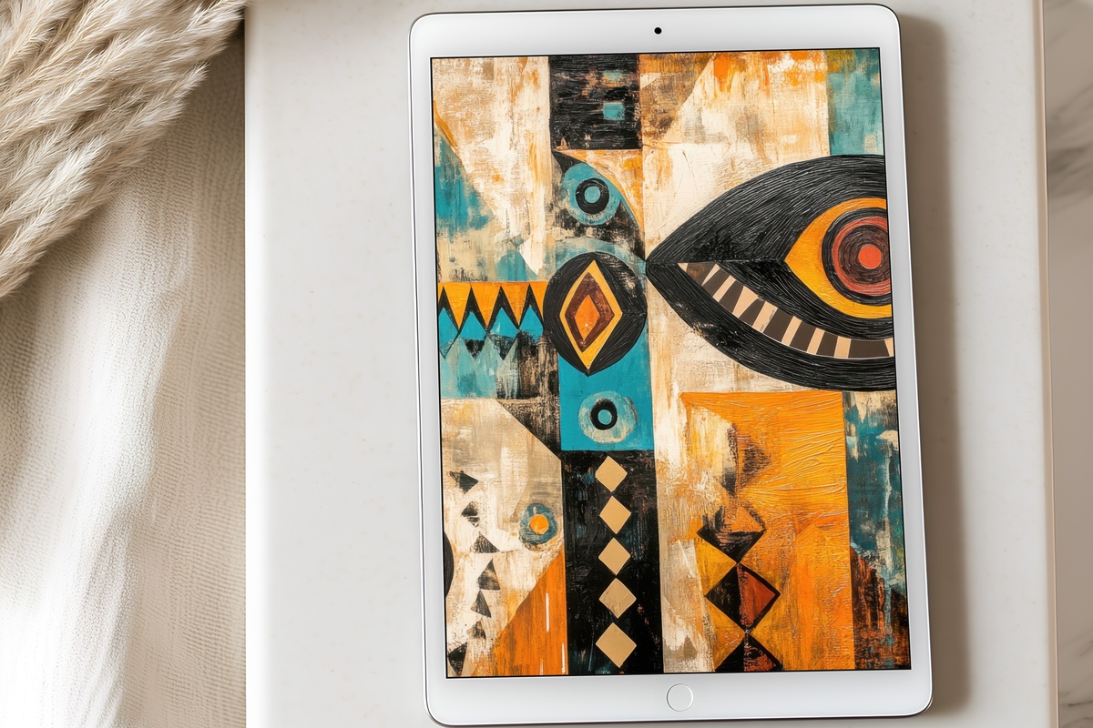 Tribal Adventure Palette boho iPad wallpaper with earthy tones
