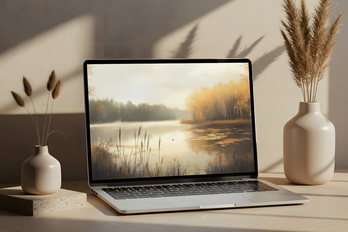 Autumn Breeze Lake Whispers Fall Desktop Wallpaper