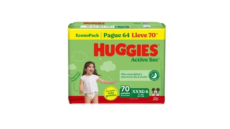 Huggies Active Sec Xxxg/6 Bolsa X 70 Unidades