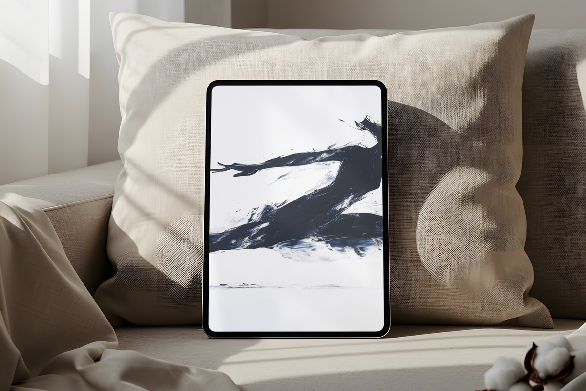 Graceful Line Dancer iPad wallpaper with indigo background
