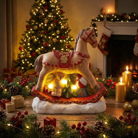Adorno navideño con luz poliresina, 38x36x18cm