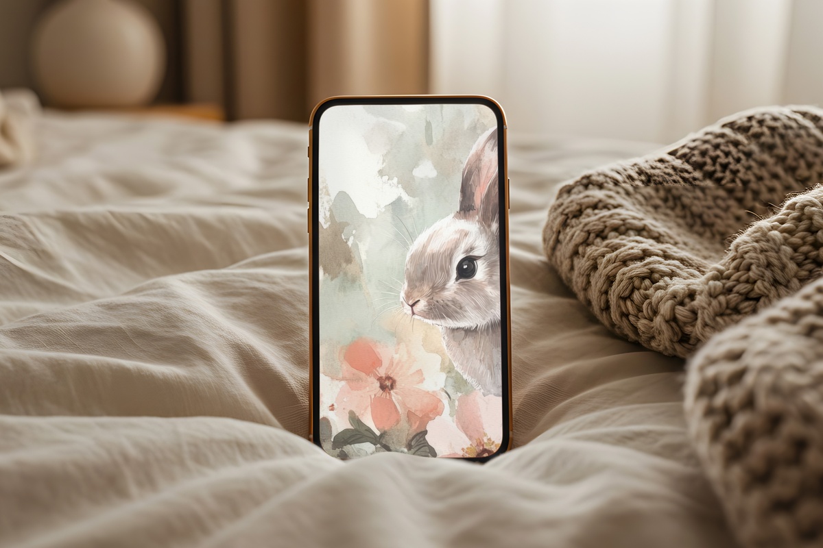Blossoming Bunny Serenity Easter iPhone Wallpaper