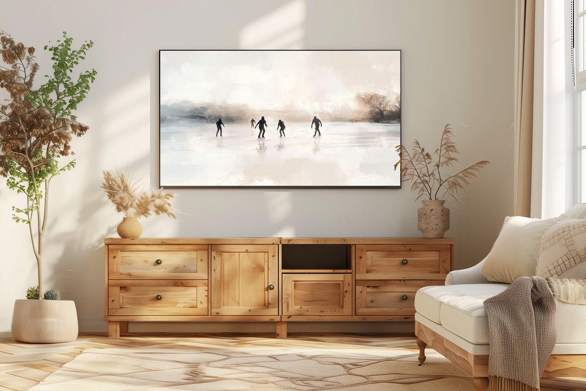 Frozen Lake Waltz Frame TV Art - ice skating on a frozen lake