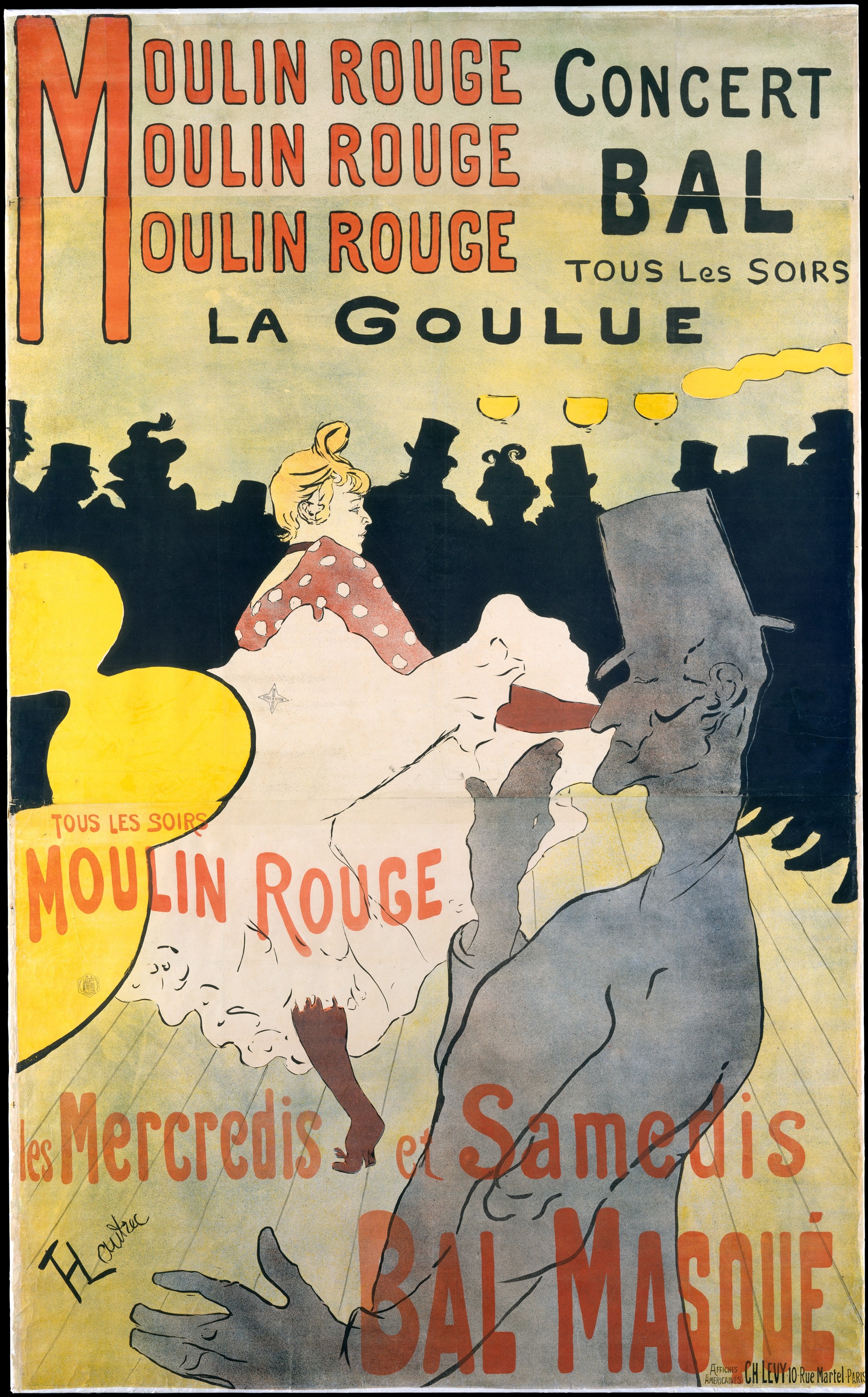 Henri de Toulouse-Lautrec, Moulin Rouge: La Goulue, 1891. Colour lithograph. Metropolitan Museum of Art, New York.