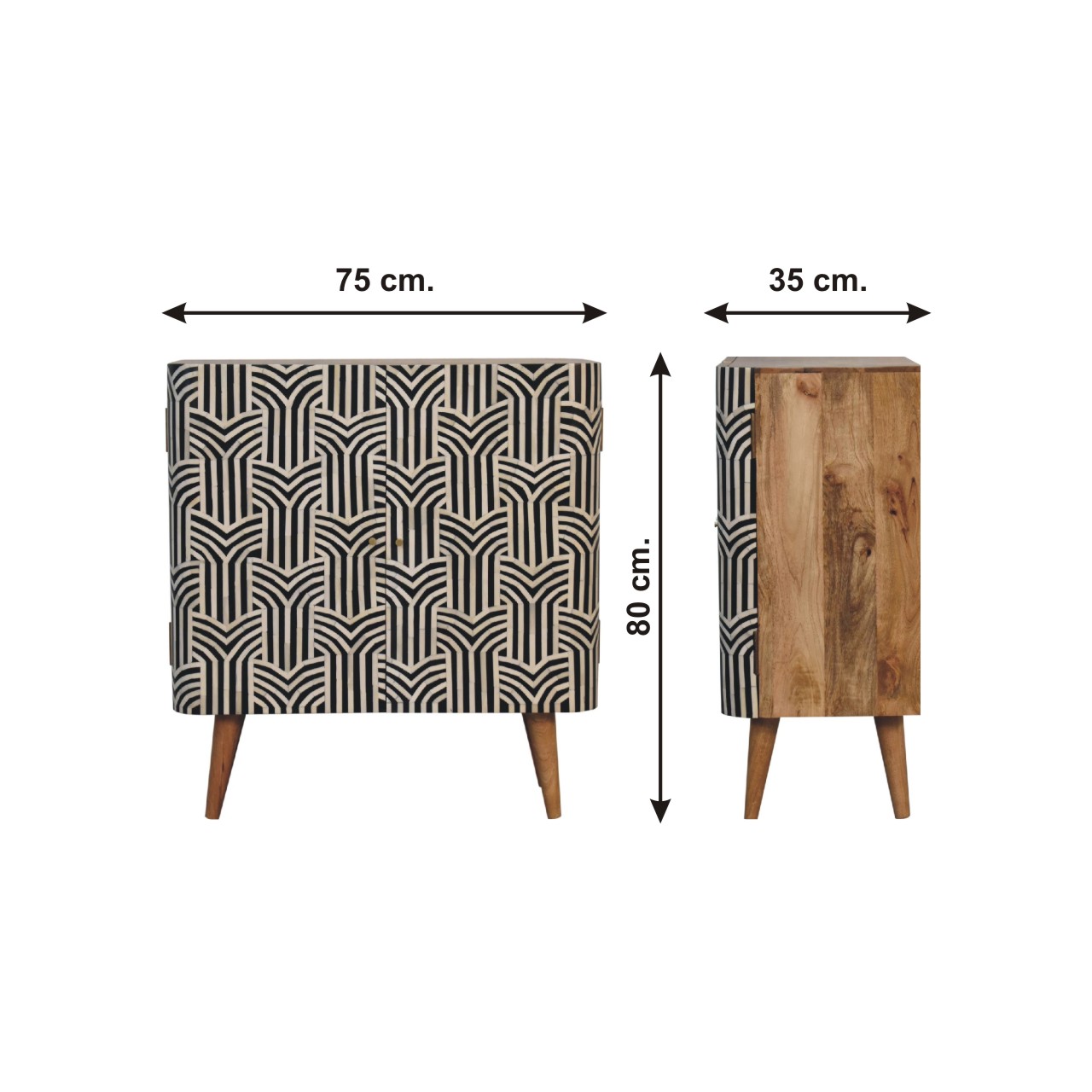 Size chart for Edessa Bone Inlay Cabinet