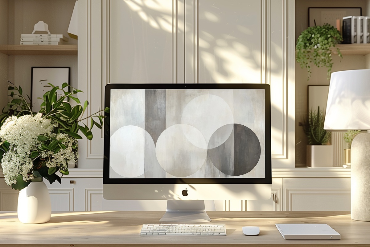 Harmony of Serene Circles Neutral Desktop Wallpaper