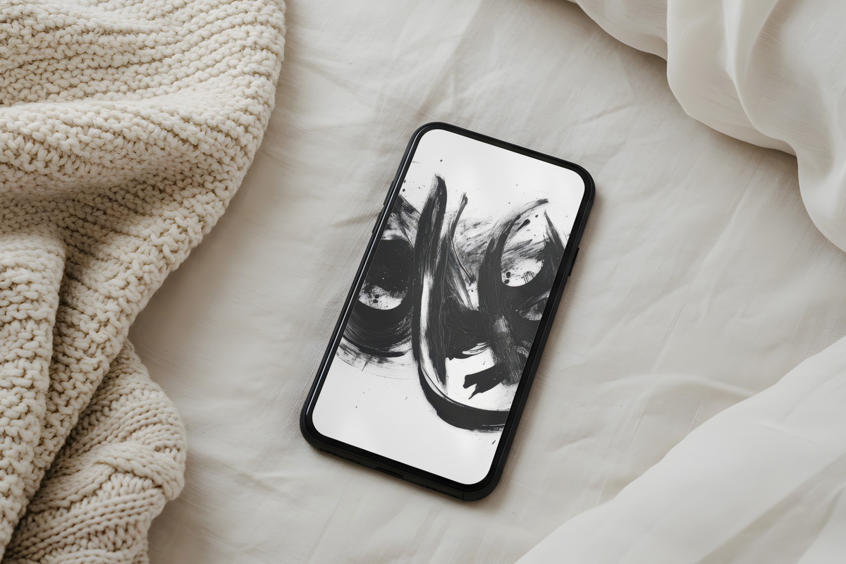 Graceful Calligraphy Expression black and white iPhone wallpaper with flowing script marks