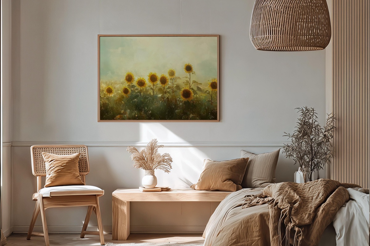 Sunlit Vibrance of Sunflowers Printable Wall Art - impressionist sunflower field