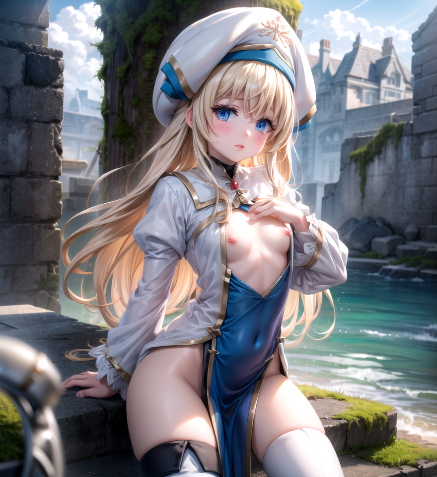 412作目 by motoyama with exhibitionism, girl, blonde, Goblin Slayer, Priestess (Goblin Slayer)