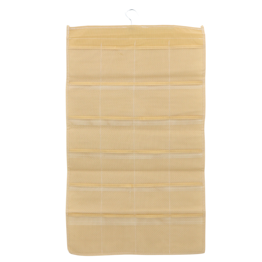 Perchero organizador beige, 76x45.5cm, fibra sintética, 24+12 compartimentos