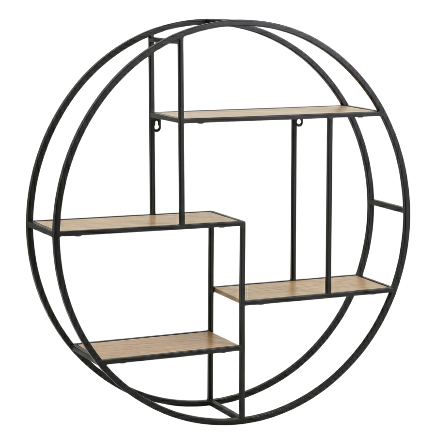 Repisa flotante hierro forjado/madera, 70x70x15cm