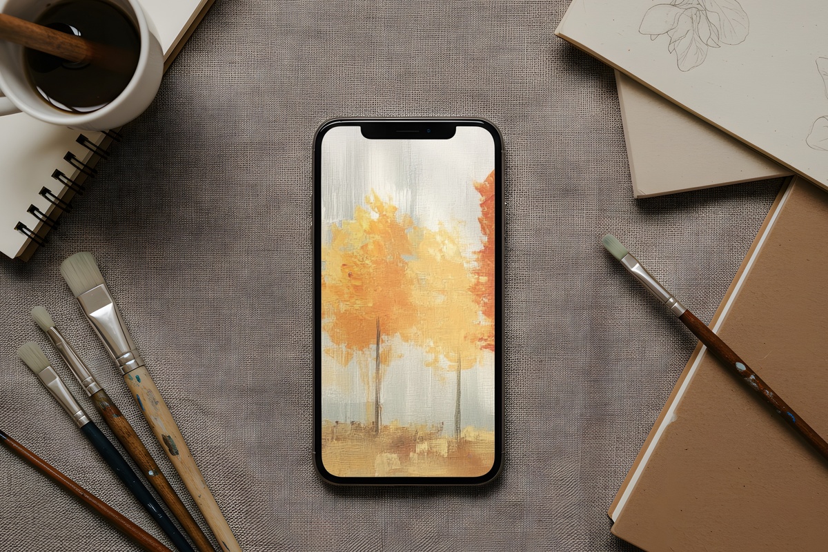 Abstract Autumn Trees Dance Fall iPhone Wallpaper