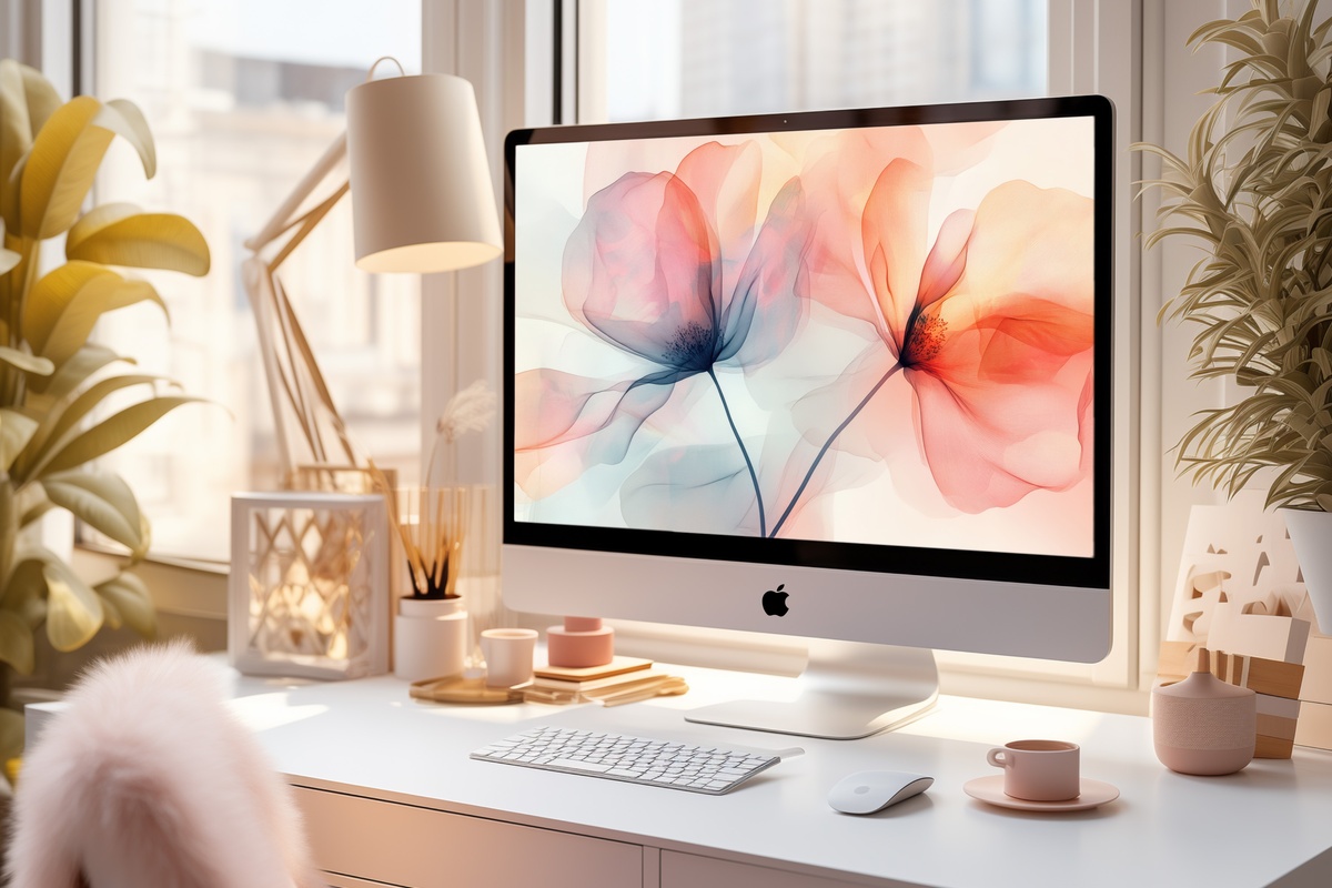 Graceful Floral Hues Desktop Wallpaper