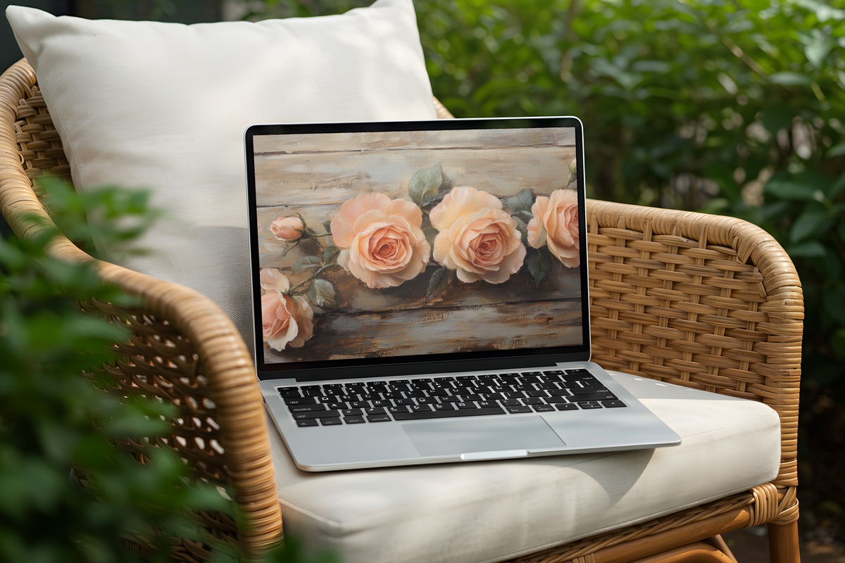 Roses on Weathered Wood Desktop Wallpaper