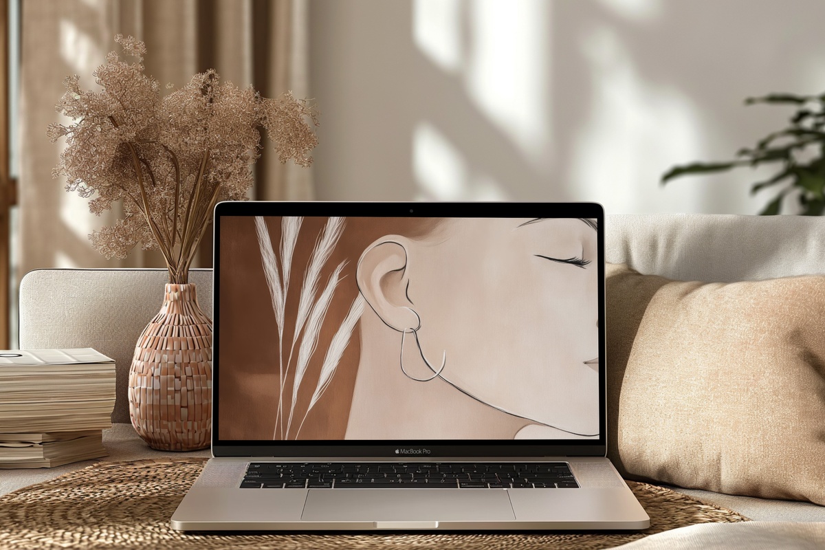 Minimalist Earring Silhouette Desktop Wallpaper - delicate earring design in minimalist silhouette