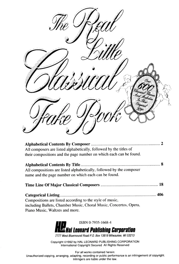 The Real Classical Fake Book