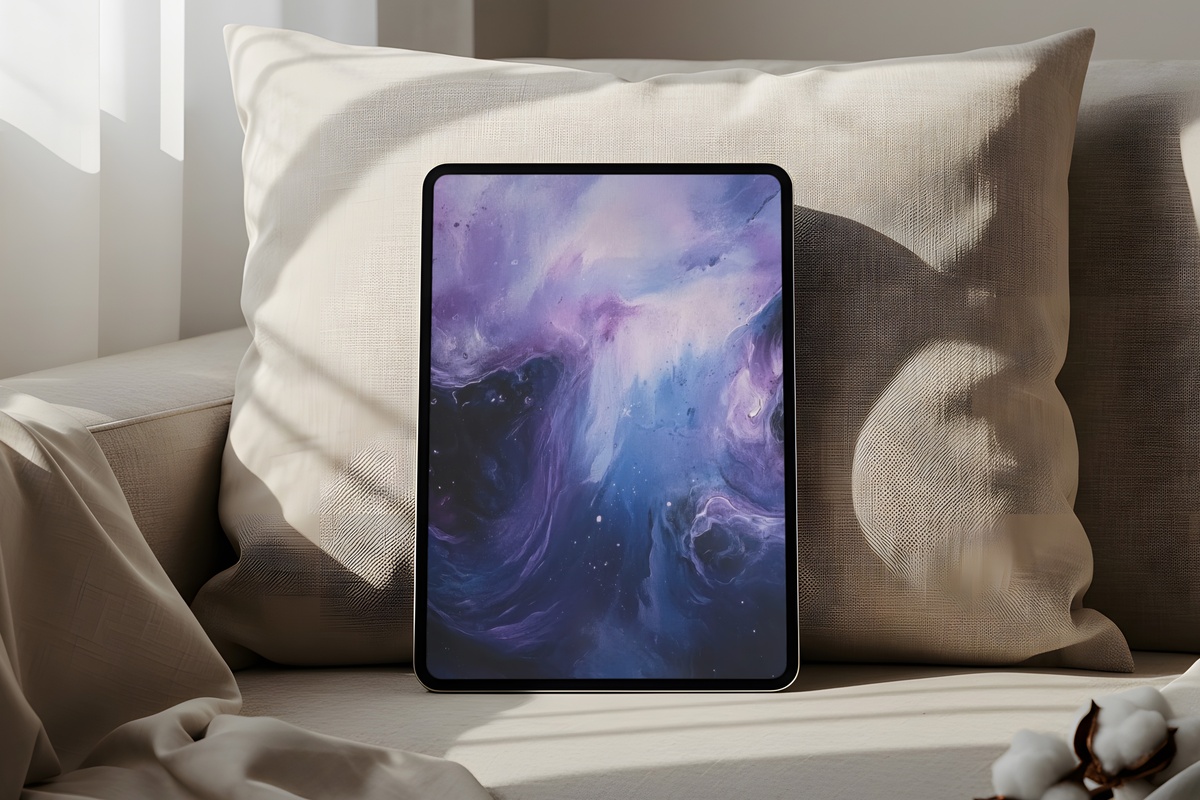 Celestial Night Harmony modern iPad wallpaper in deep purple tones
