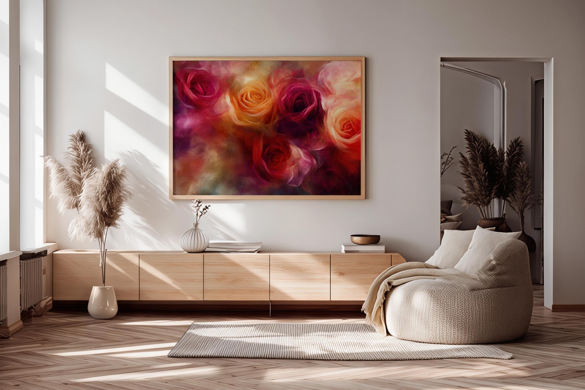Expressive Rose Brushwork Floral Printable Wall Art