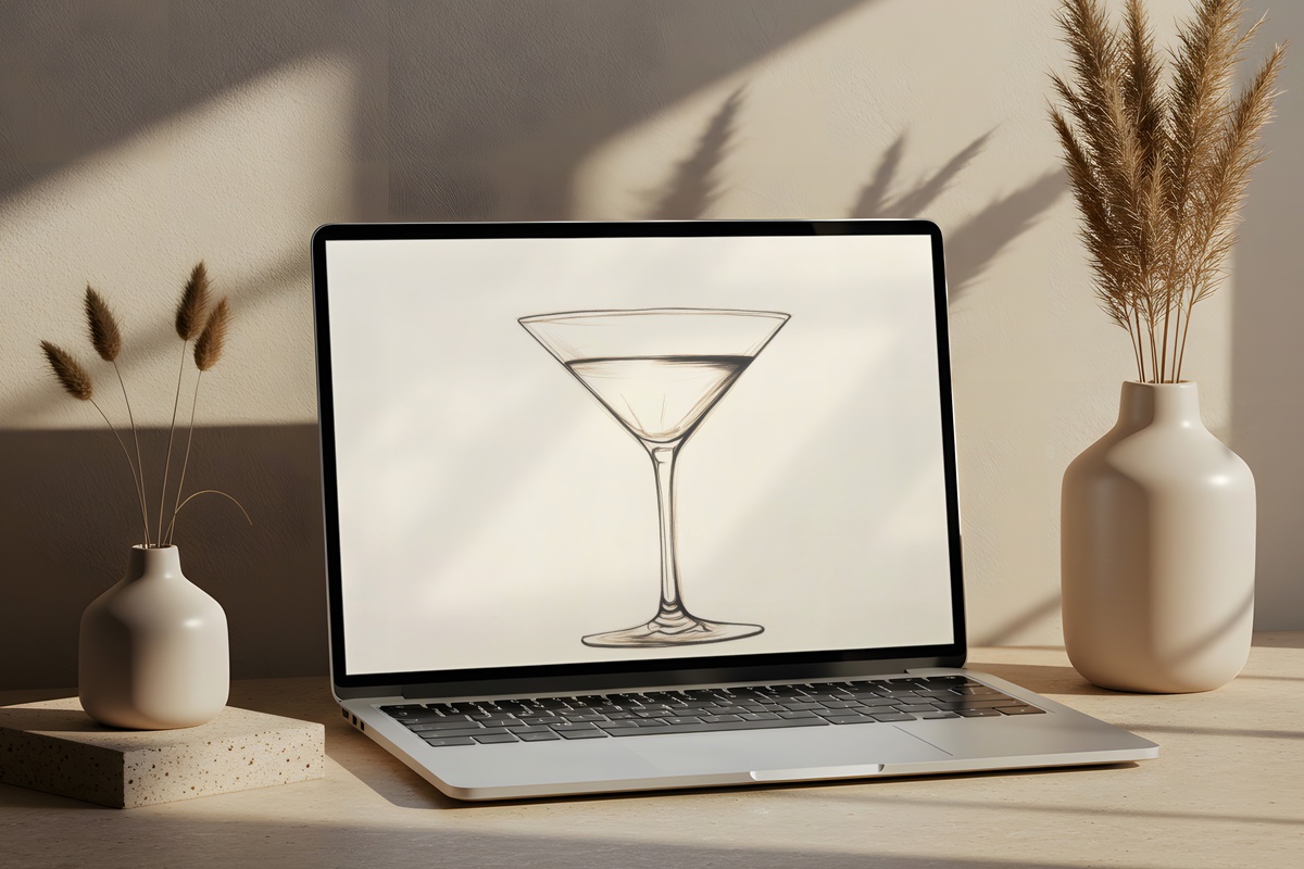 Line Art Martini Grace Minimalist Desktop Wallpaper