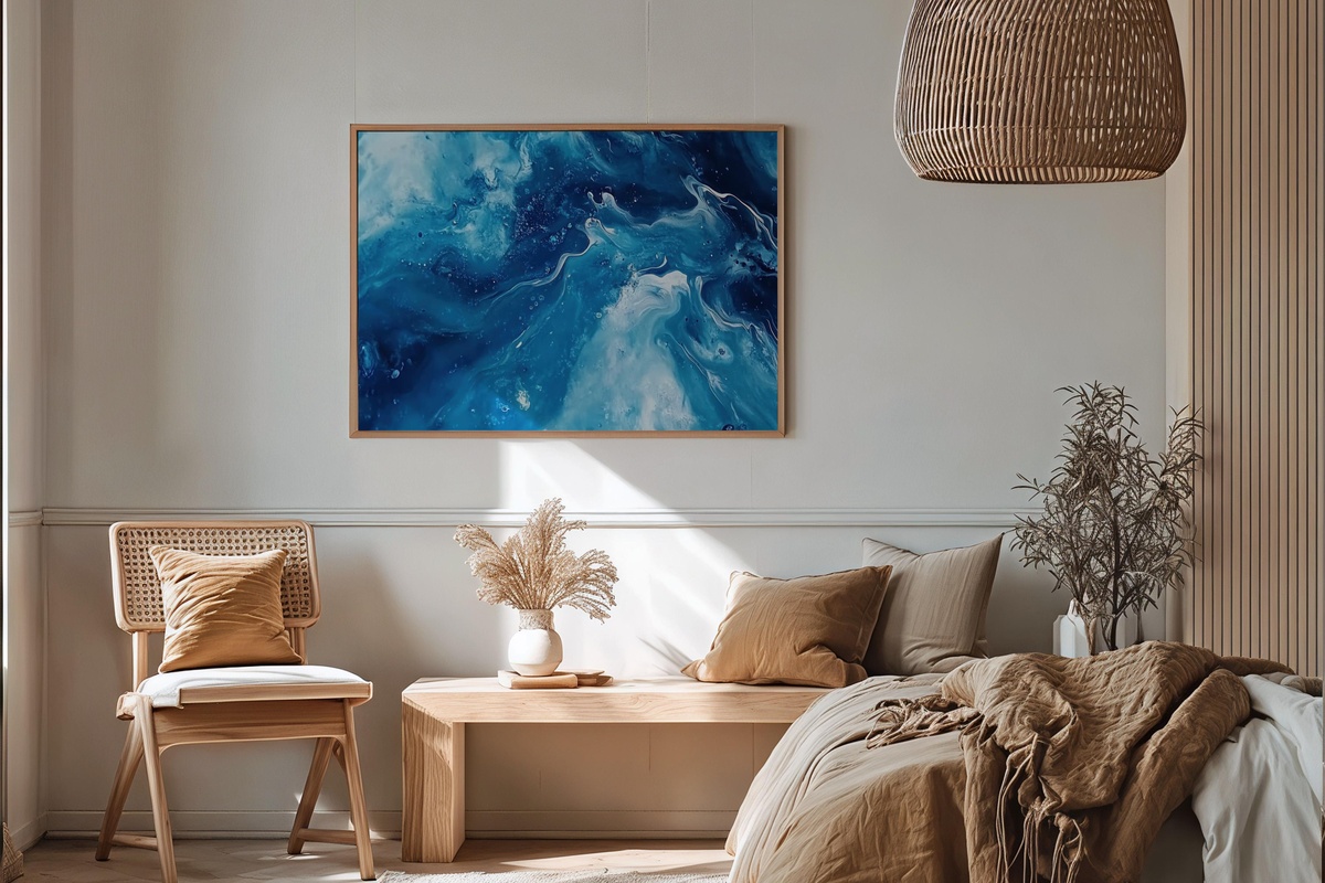 Oceanic Blue Rhythms Abstract Printable Wall Art