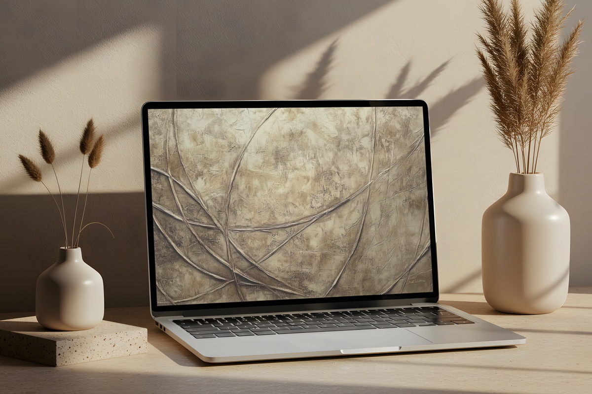 Line Dance on Textured Canvas Desktop Wallpaper — modern minimalist Mac wallpaper