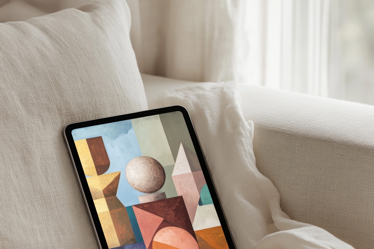 Geometric Clay Sculptures Boho iPad Wallpaper