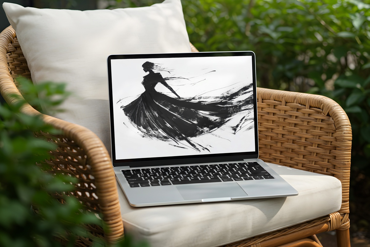 Chic Fashion Sketch black and white desktop wallpaper