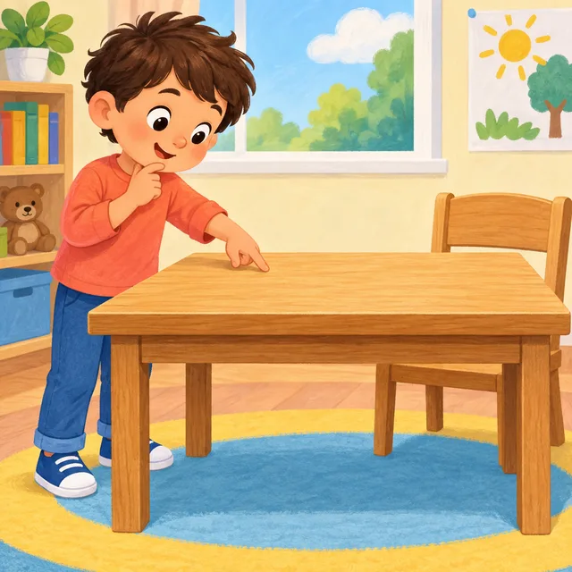 Scene: The table is flat.