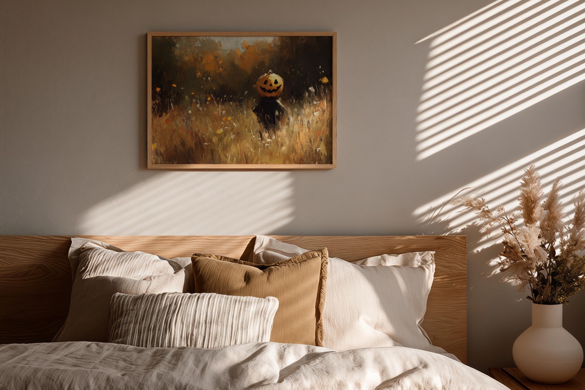 Jack-O-Lantern in Autumn Fields Halloween Printable Wall Art