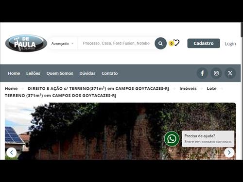 TERRENO(371Mm²) em CAMPOS GOYTACAZES-RJ - DIREITO E AÇÃO ao Lote de terreno nº 05 da quadra F do lo...