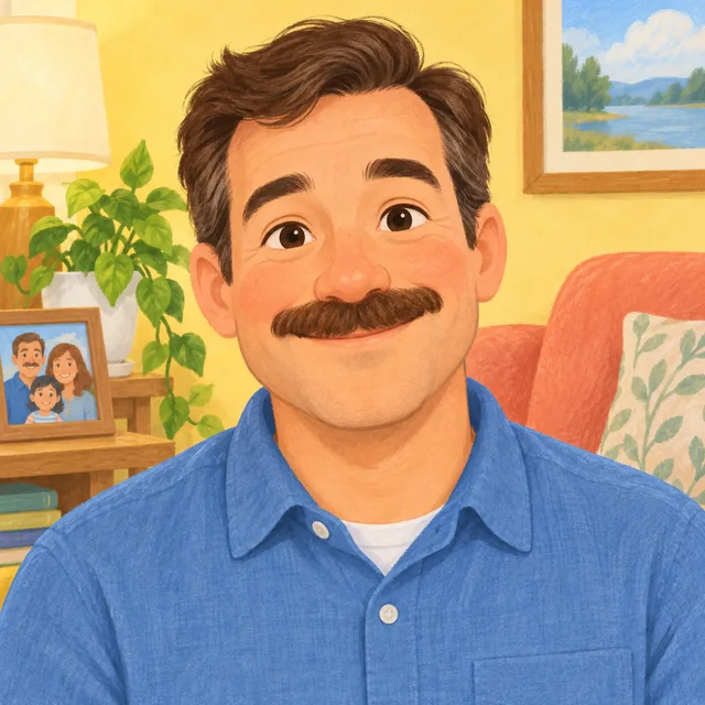 Scene: Dad has a mustache.