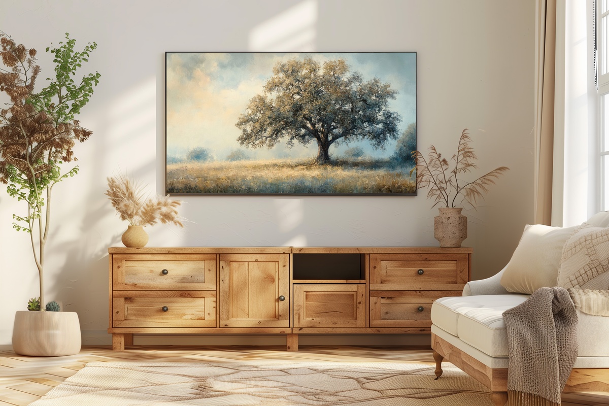 Eternal Embrace Oak Majesty Vintage Frame TV Art
