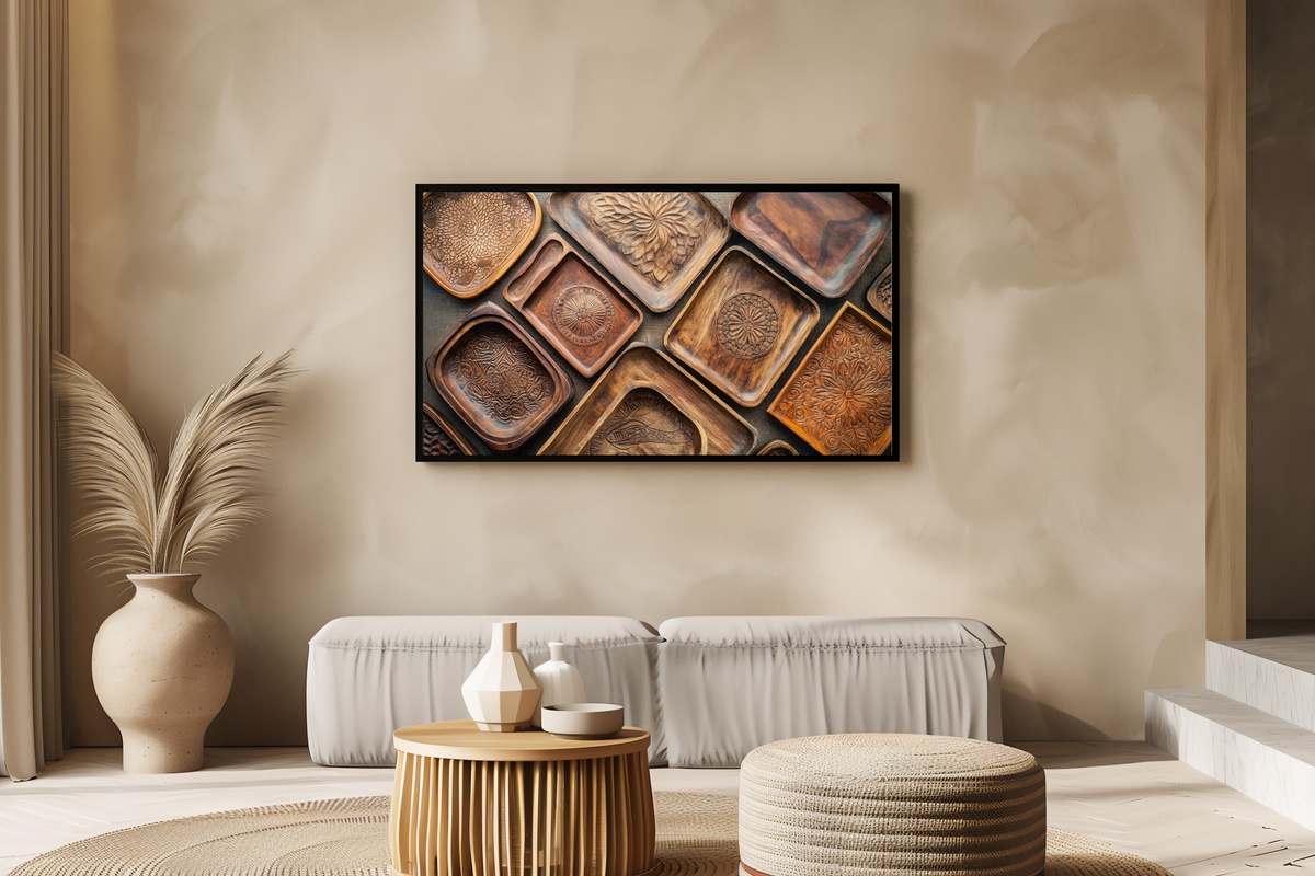 Wooden Tray Harmony Boho Frame TV Art