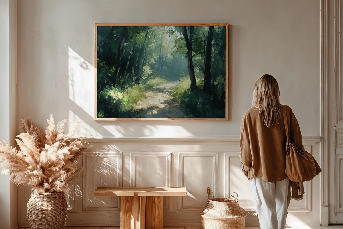 Sunlit Whispers Through Woodland Trails Summer Printable Wall Art