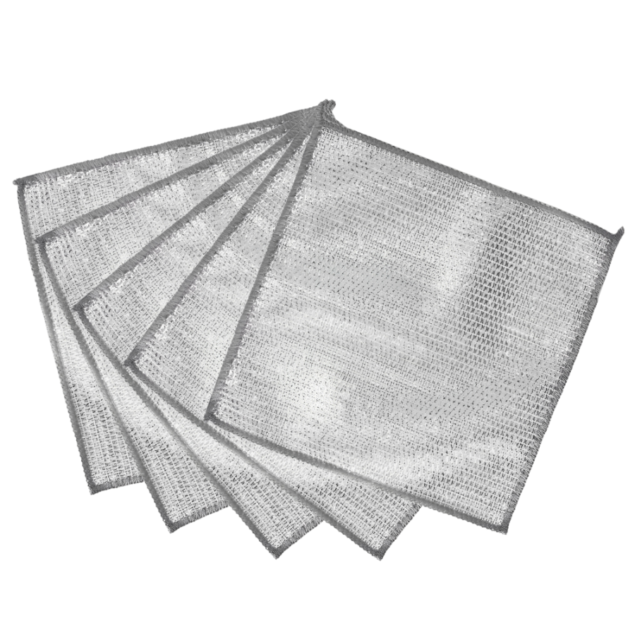 Set paños de limpieza anti rayones fibra metálica, 5 piezas, 20x20cm