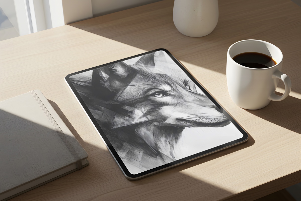 Angular Animal Symmetry black and white iPad wallpaper