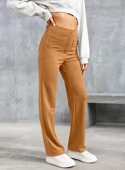 Lavisa - Women's High Waist Stretch Pull-On Pants - Casual Elastic Trousers