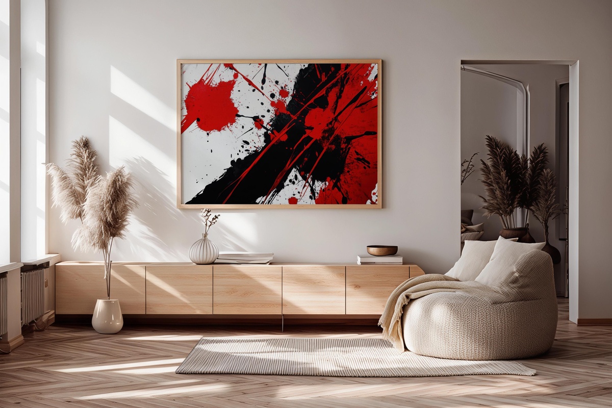 Crimson Noir Cascade Abstract Printable Wall Art