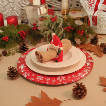 Plato base navideño acero inoxidable, 33cm