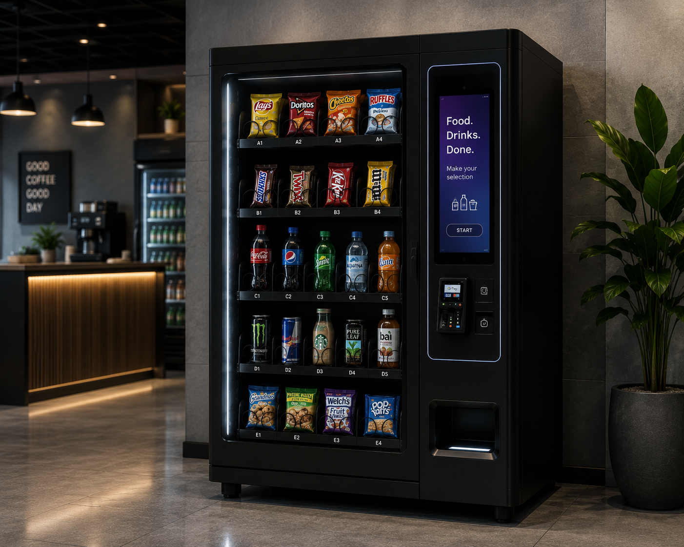 Clean vending machine showcase
