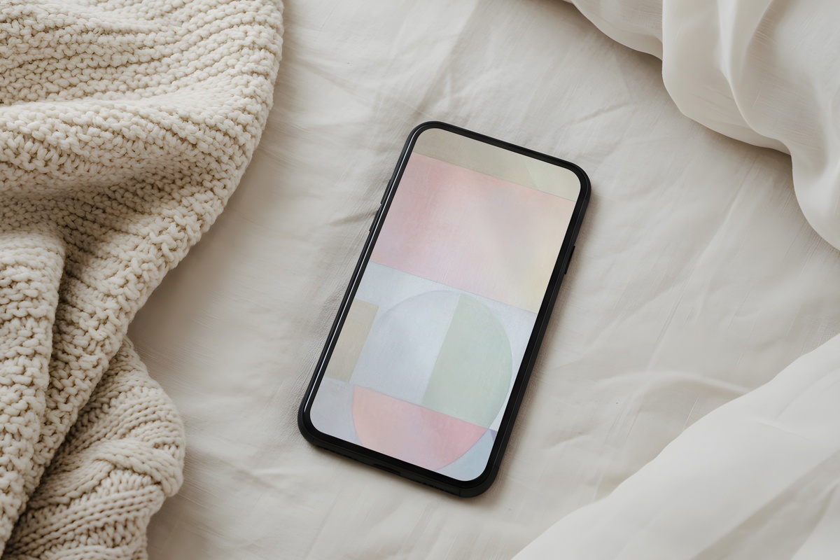Pastel Geometric Balance modern iPhone wallpaper with soft geometric forms